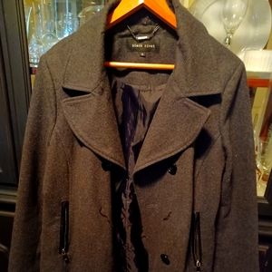 Womans gray peacoat